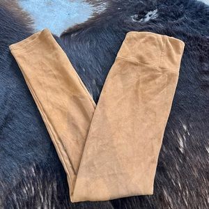 Light Brown Suede Fitted Pants